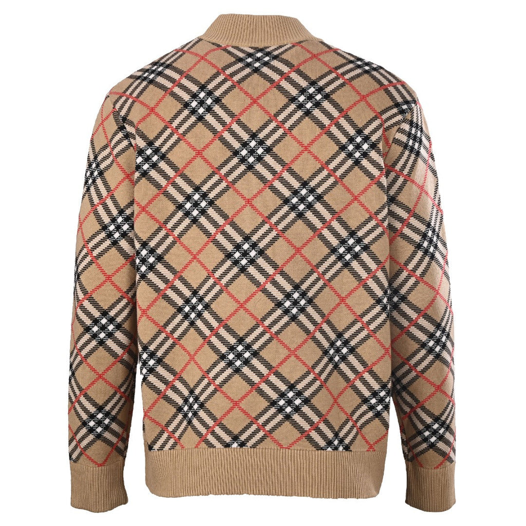 Burberry Vintage Check Knit Zip Bomber Jacket