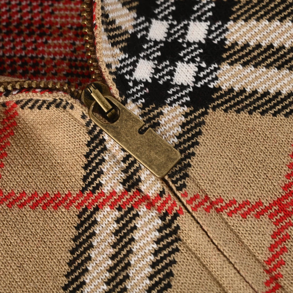 Burberry Vintage Check Knit Zip Bomber Jacket