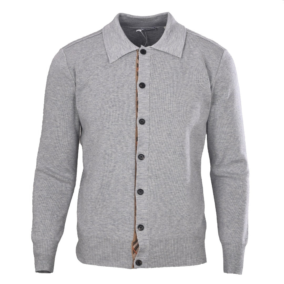 Burberry Grey Collared Button Knit Cardigan