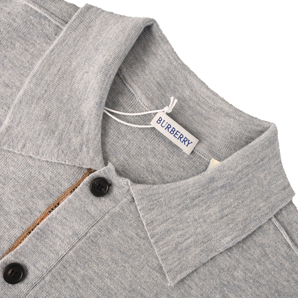 Burberry Grey Collared Button Knit Cardigan