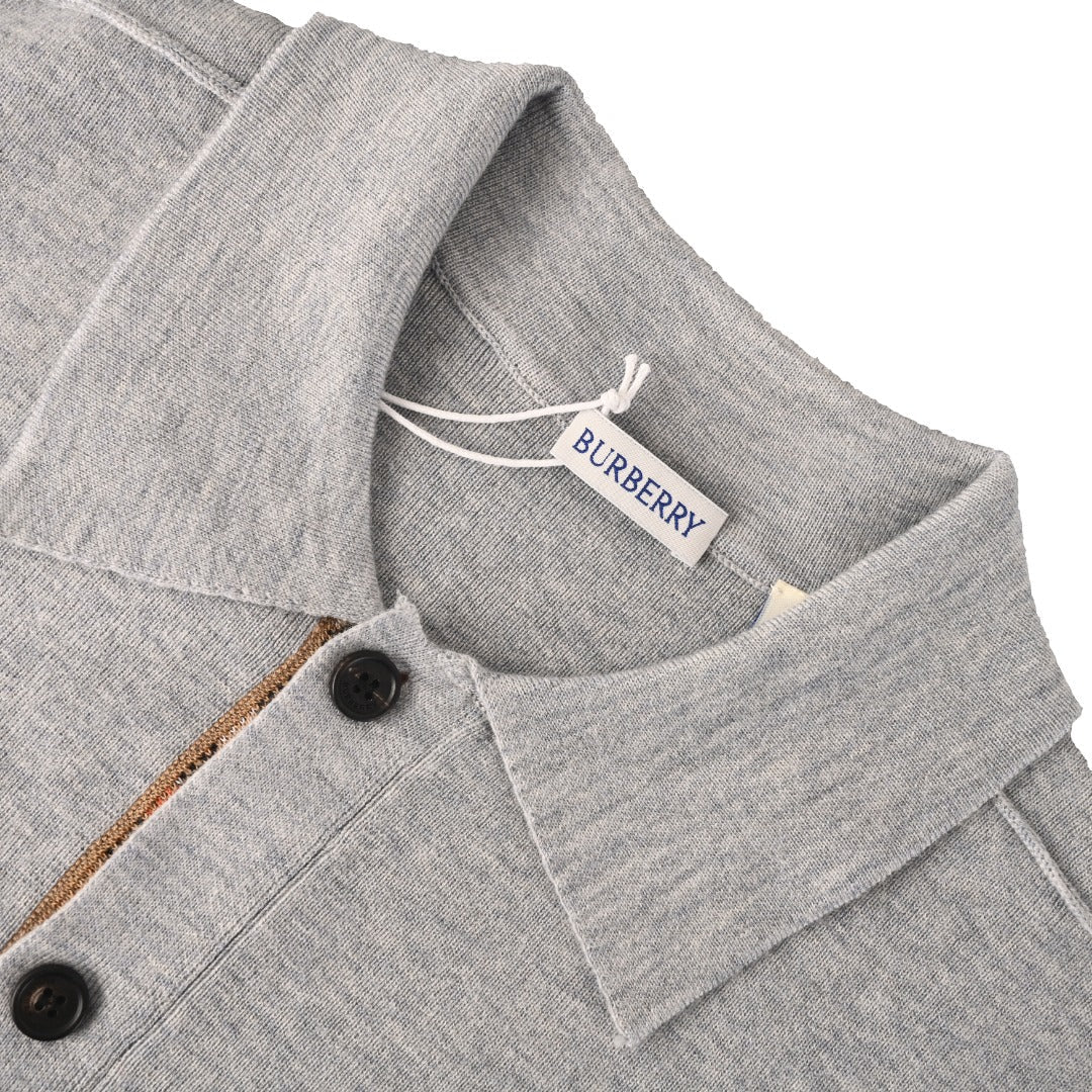 Burberry Grey Collared Button Knit Cardigan