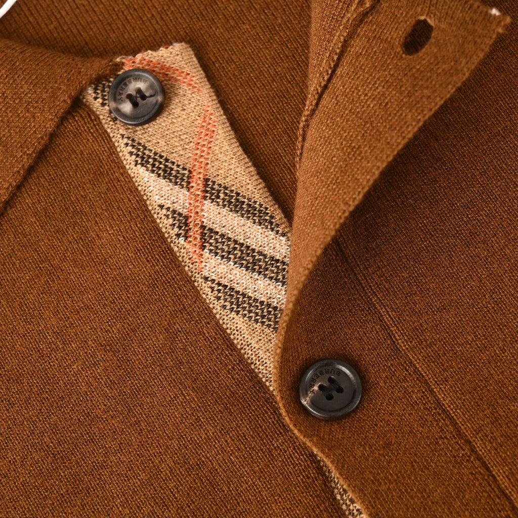 Burberry Brown Collared Button Knit Cardigan