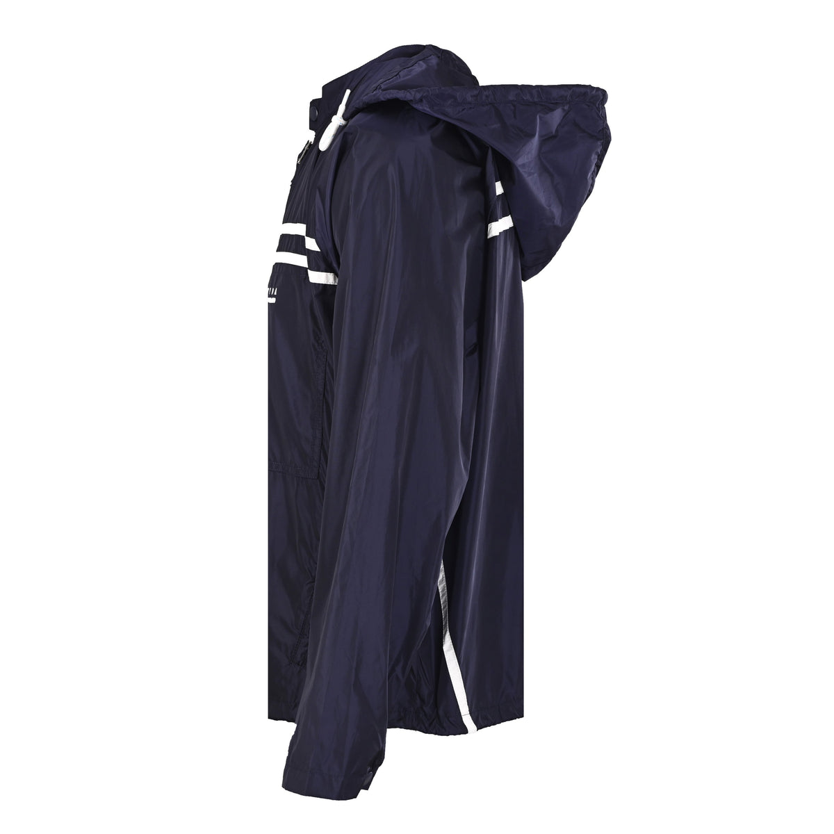 Prada Navy Stripe Logo Hooded Nylon Windbreaker