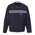 Prada Navy Stripe Logo Hooded Nylon Windbreaker