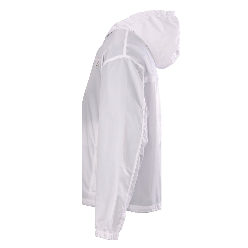 Prada White Triangle Logo Hooded Nylon Windbreaker