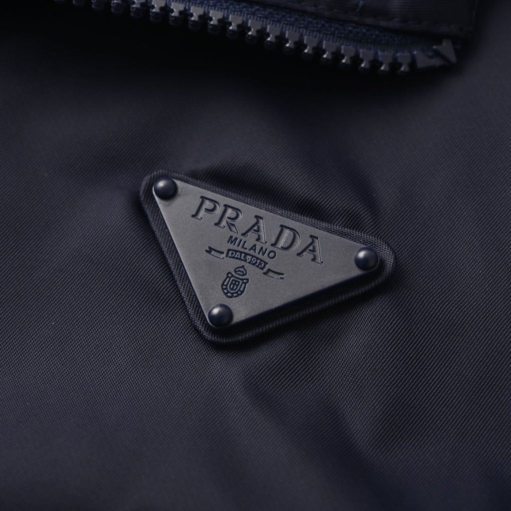 Prada Navy Triangle Logo Re-Nylon Hooded Windbreaker