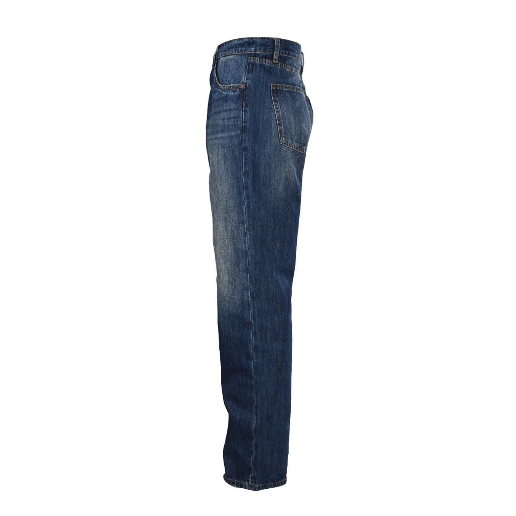Prada Dark Blue Triangle Logo Straight Leg Denim Jeans