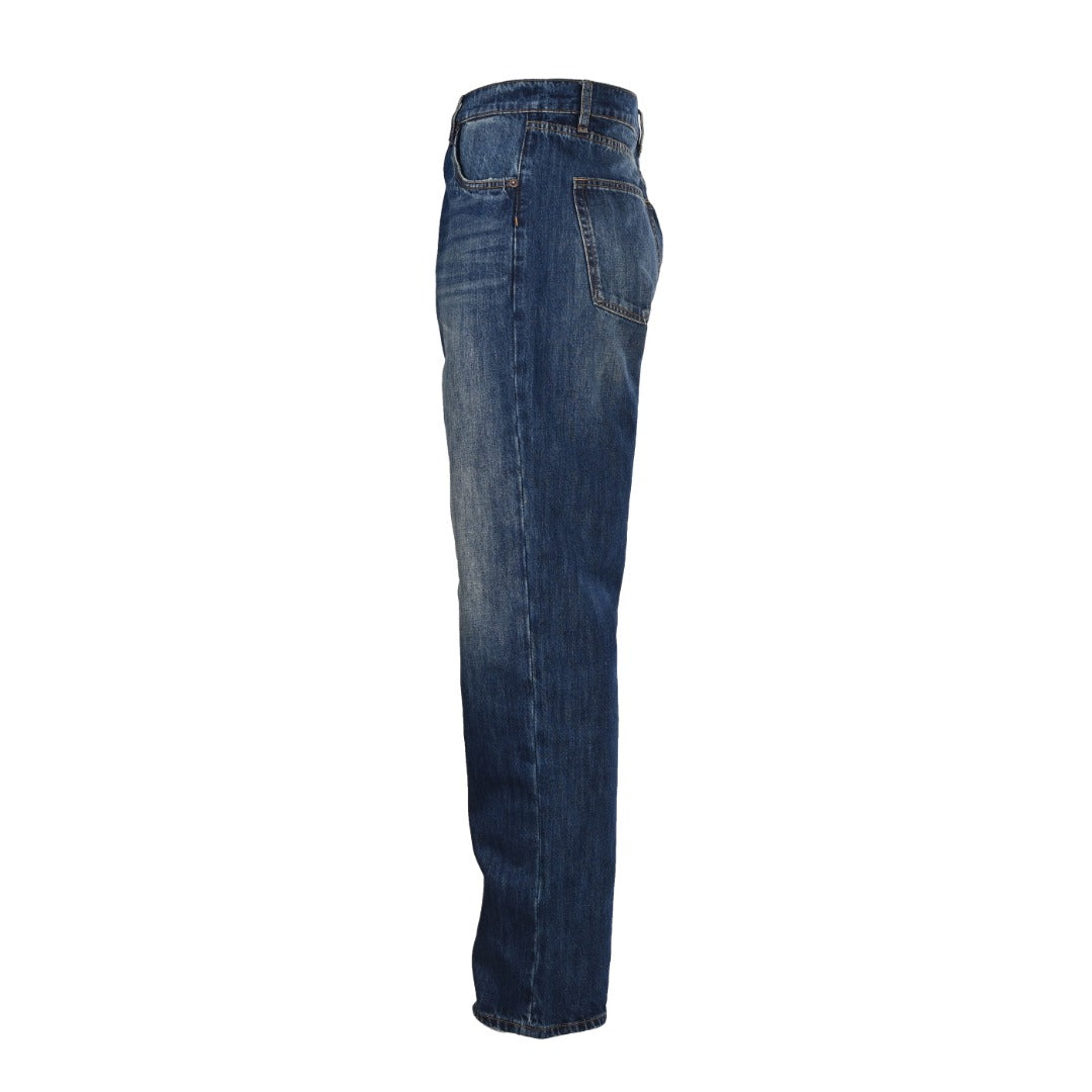 Prada Dark Blue Triangle Logo Straight Leg Denim Jeans