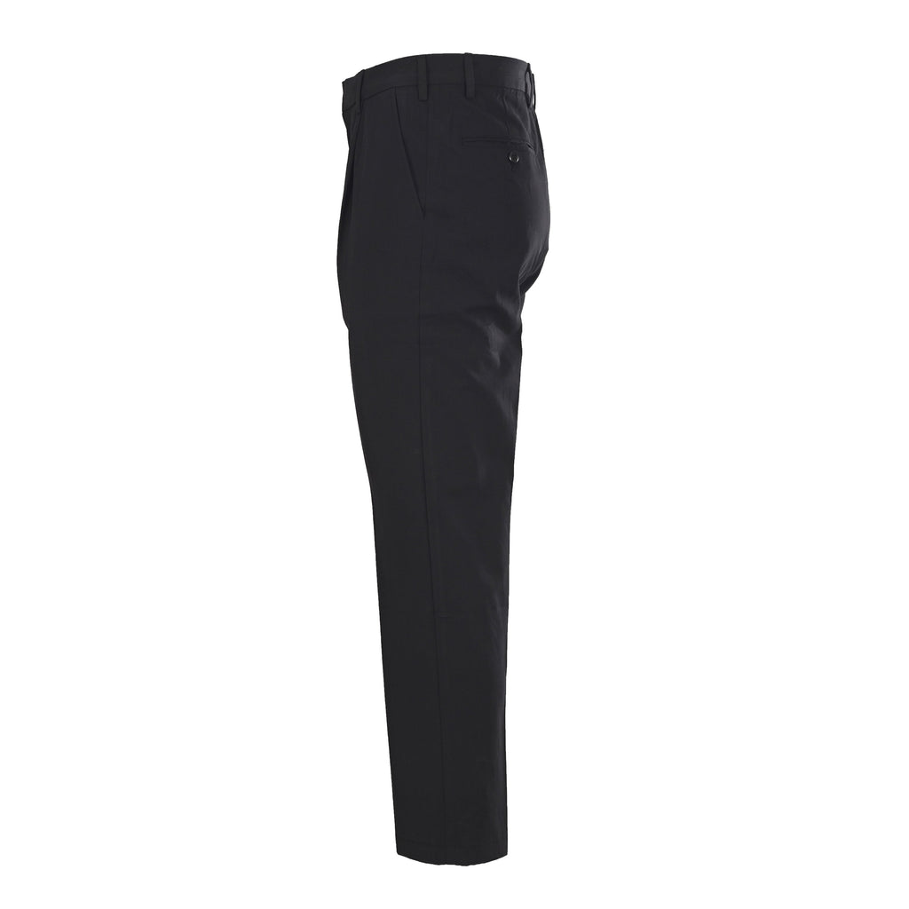 Prada Black Triangle Charm Pleated Straight Leg Trousers