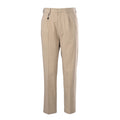 Prada Beige Triangle Charm Pleated Straight Leg Trousers