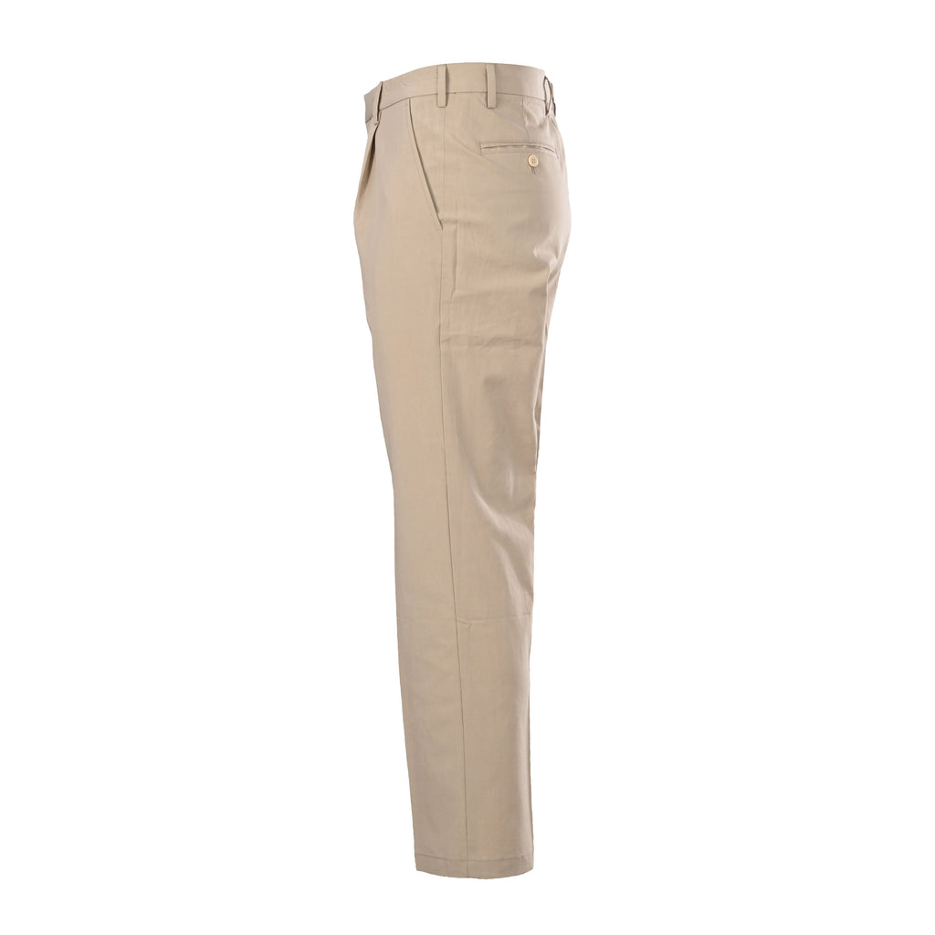 Prada Beige Triangle Charm Pleated Straight Leg Trousers