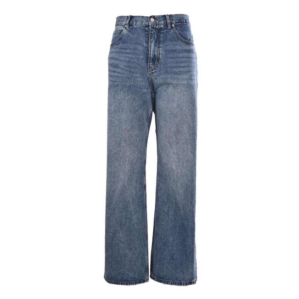 Fendi Roma Blue Washed Regular Wide Leg Denim Jeans