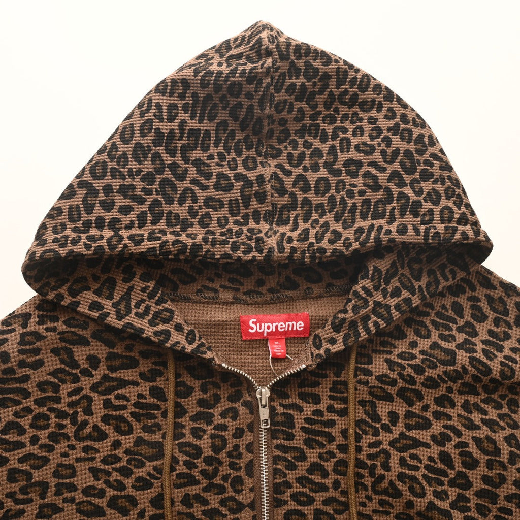 Supreme Leopard Print Waffle Full Zip Hooded Jacket