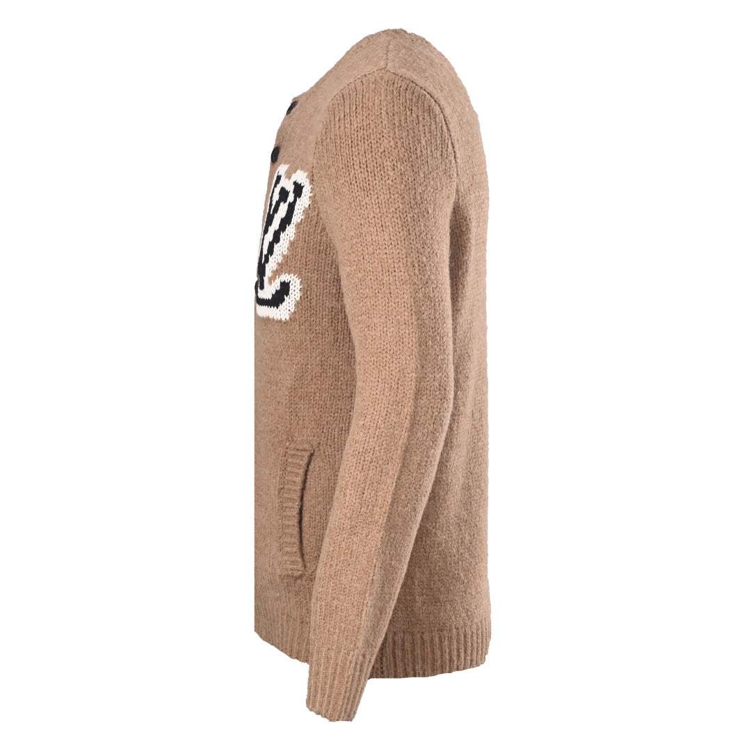Louis Vuitton Camel LV Logo Knit Button Cardigan