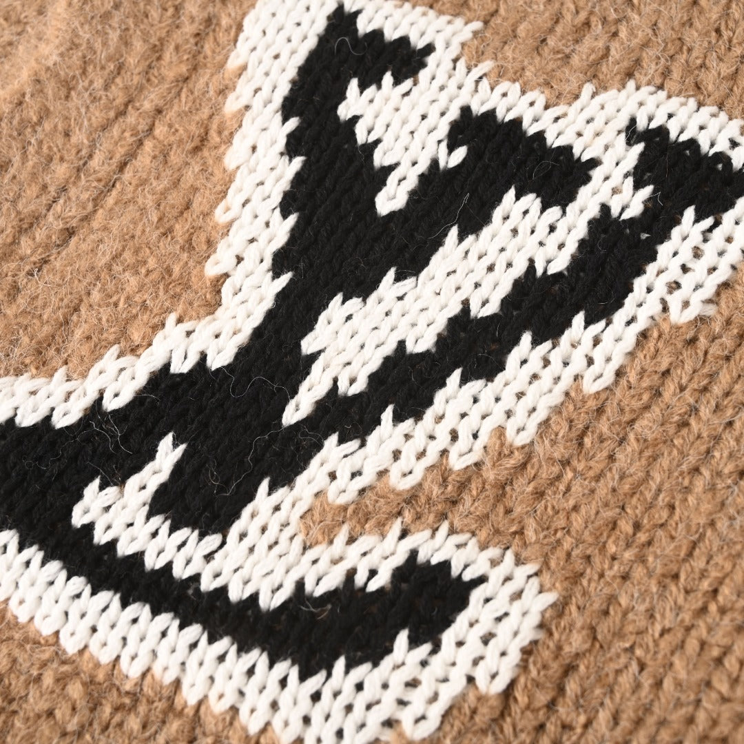 Louis Vuitton Camel LV Logo Knit Button Cardigan