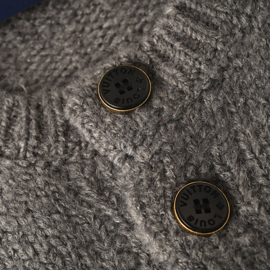 Louis Vuitton Grey LV Logo Knit Button Cardigan