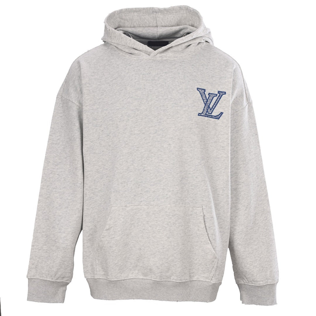 Louis Vuitton Grey LV Logo Embroidered Hoodie