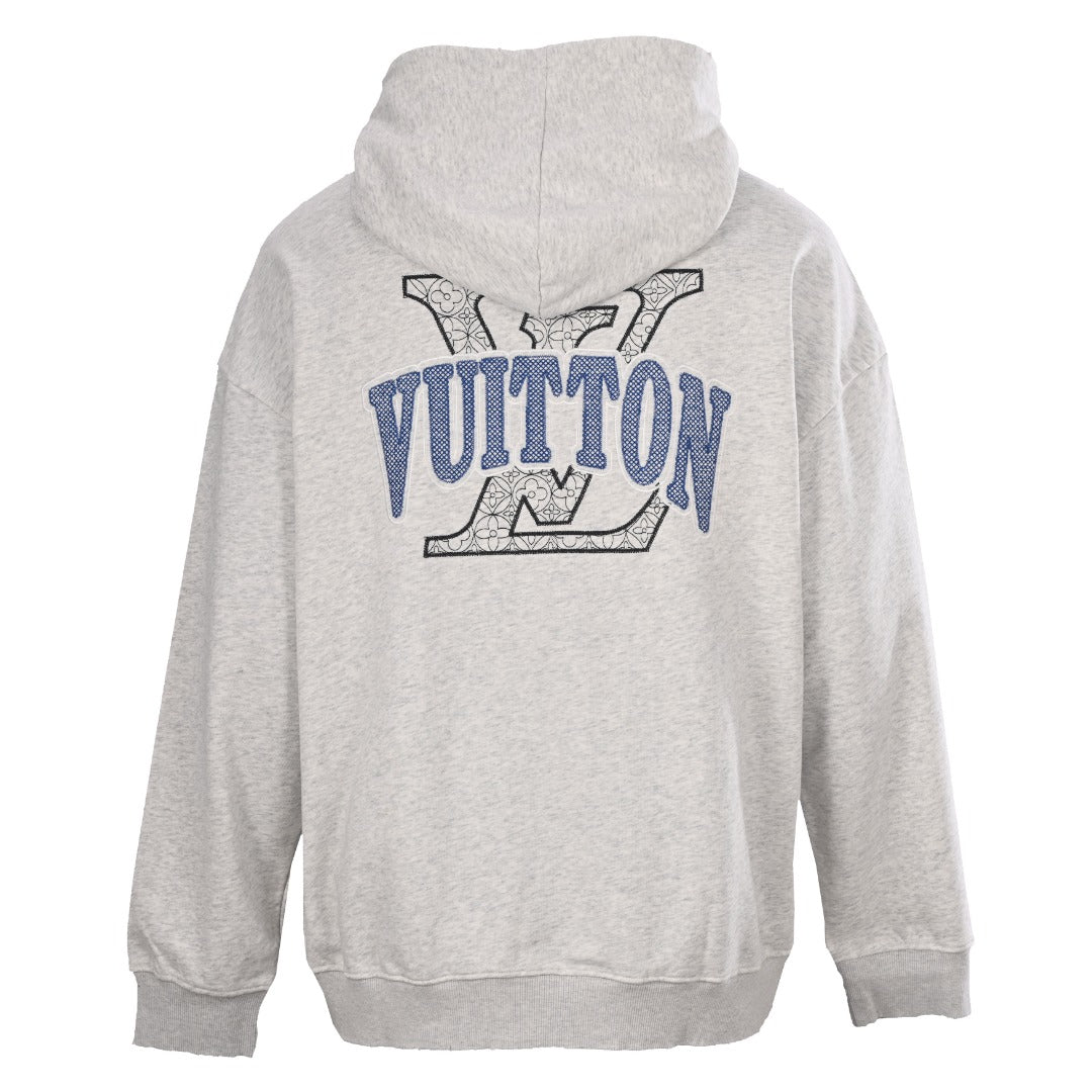 Louis Vuitton Grey LV Logo Embroidered Hoodie