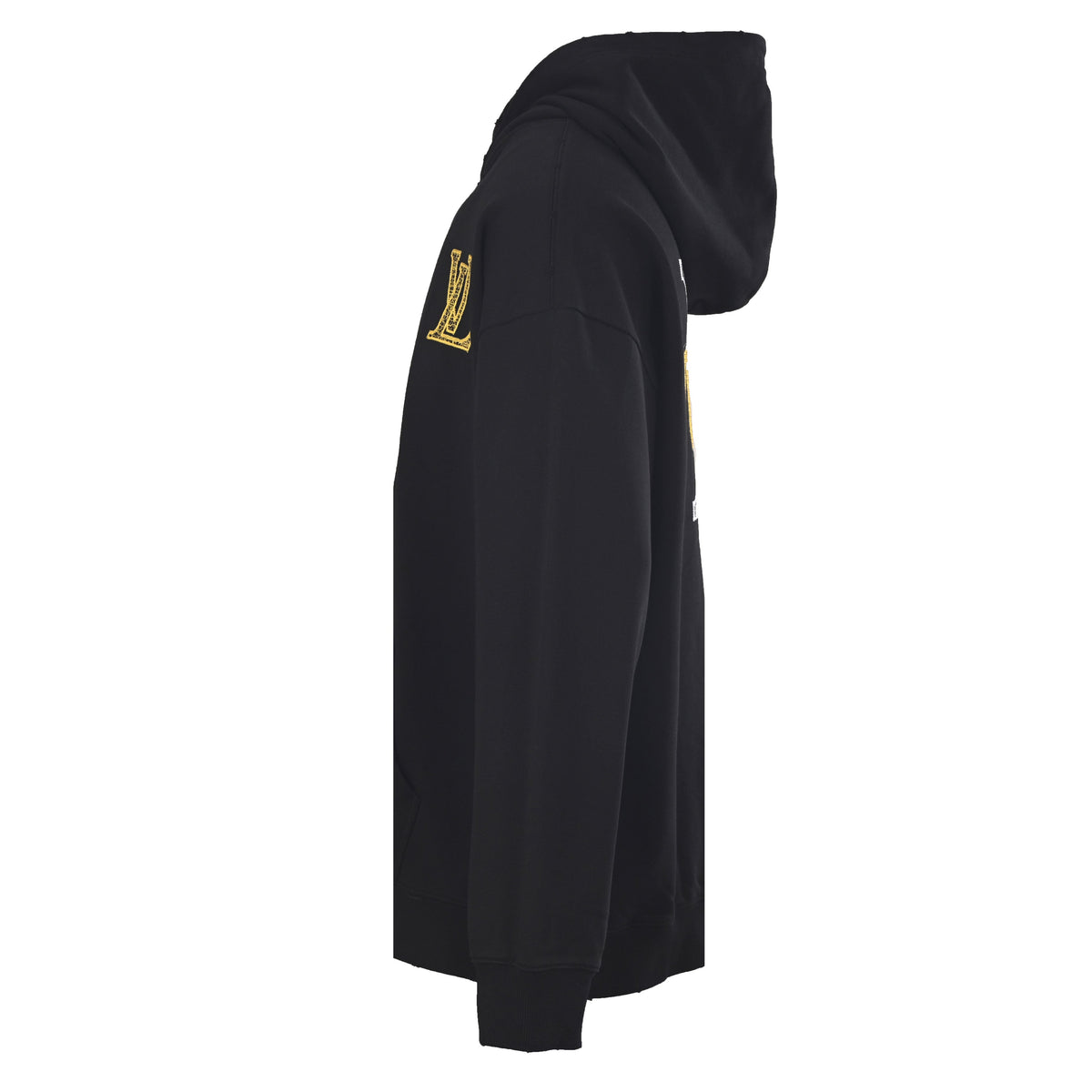Louis Vuitton Black Gold LV Logo Embroidered Hoodie