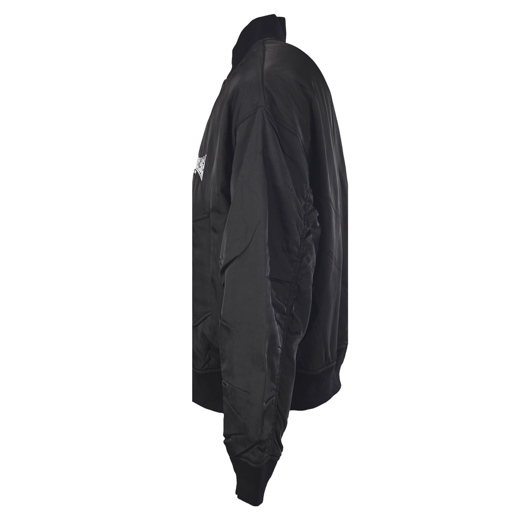 Balenciaga Black Embroidered Logo Varsity Bomber Jacket