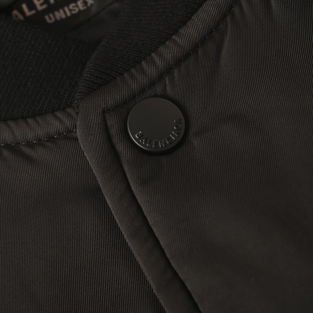 Balenciaga Black Embroidered Logo Varsity Bomber Jacket