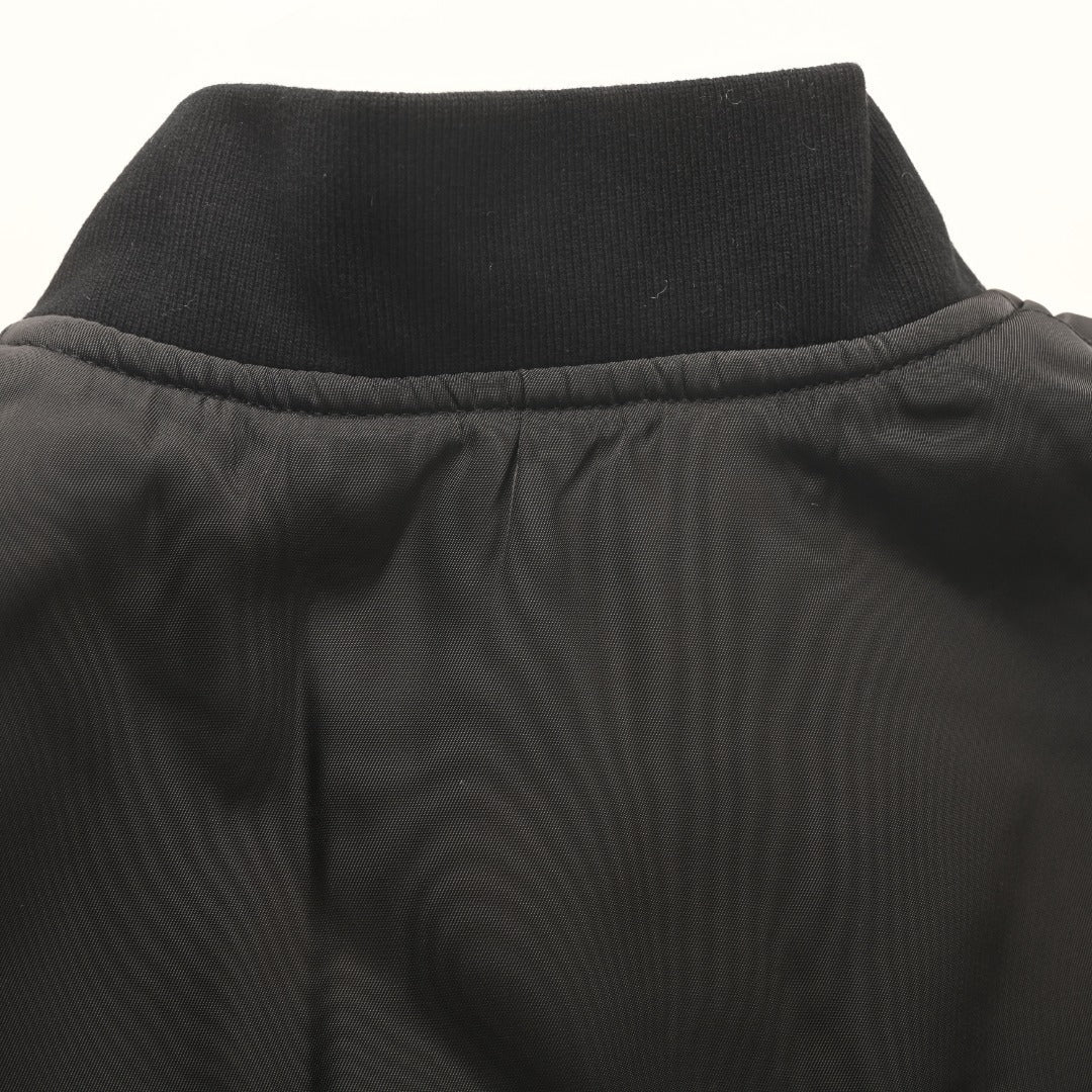 Balenciaga Black Embroidered Logo Varsity Bomber Jacket