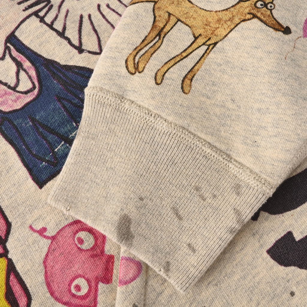 Saint Michael Heather Gray Full Graphic Print Distressed Hoodie
