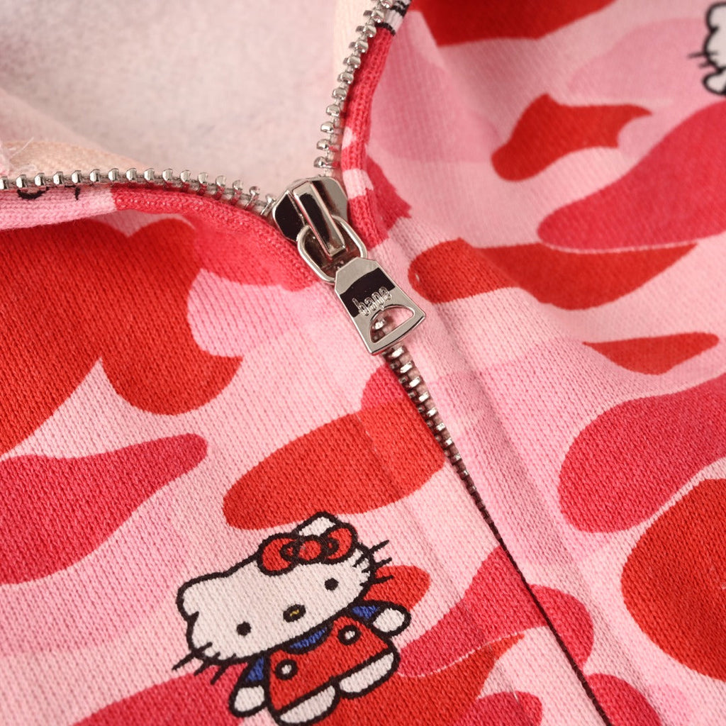 A Bathing Ape x Hello Kitty Pink Camo Full Zip Hoodie