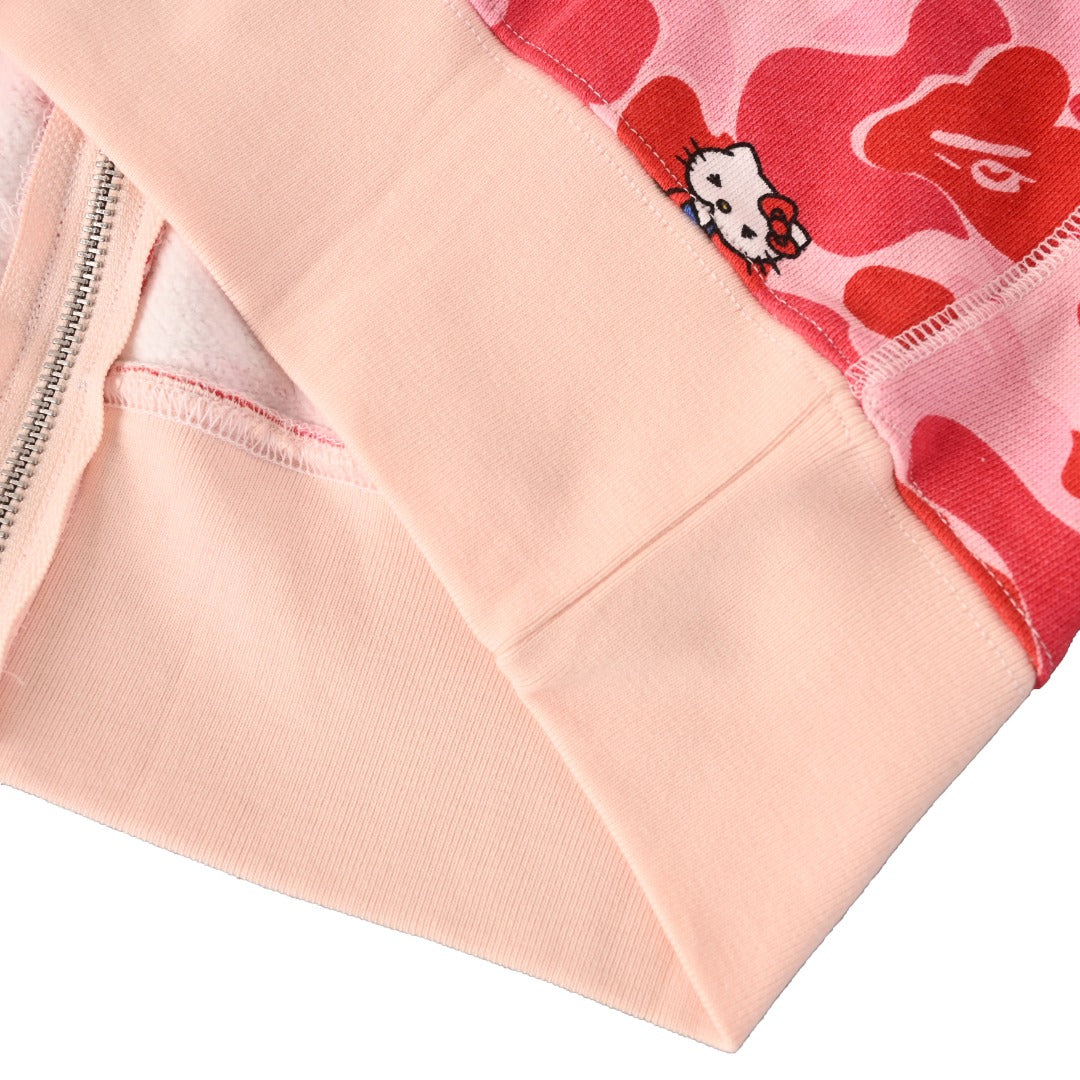 A Bathing Ape x Hello Kitty Pink Camo Full Zip Hoodie