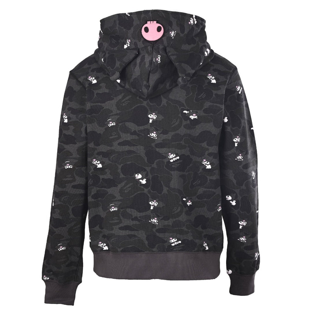 A Bathing Ape x Kuromi Black Camo Full Zip Hoodie