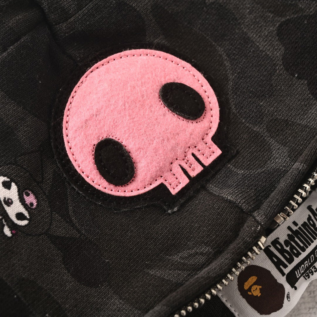 A Bathing Ape x Kuromi Black Camo Full Zip Hoodie
