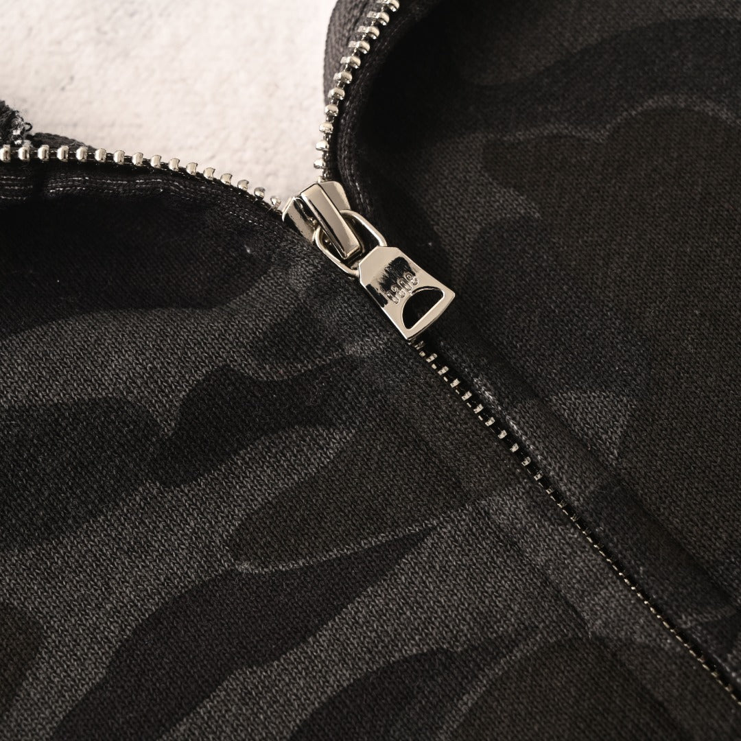 A Bathing Ape x Kuromi Black Camo Full Zip Hoodie