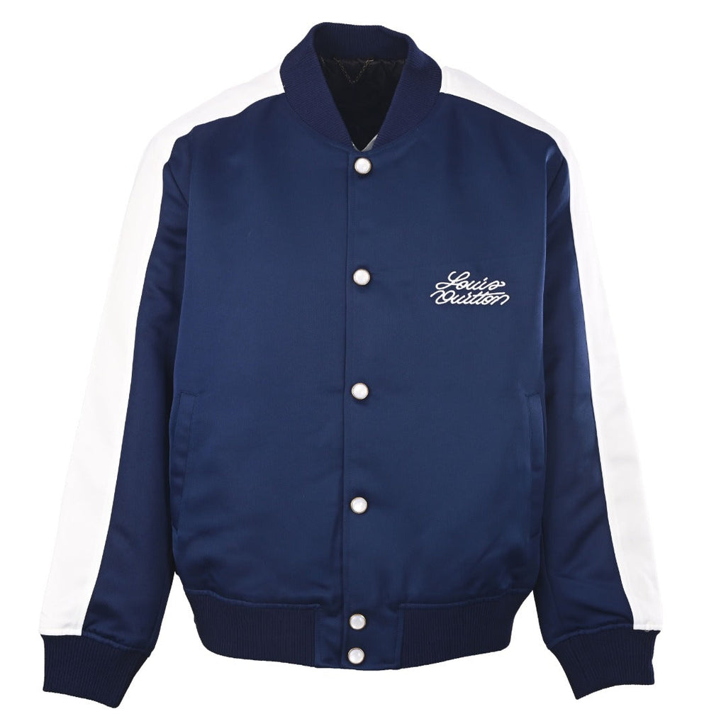 Louis Vuitton Navy White Stripe Horse Embroidery Varsity Jacket