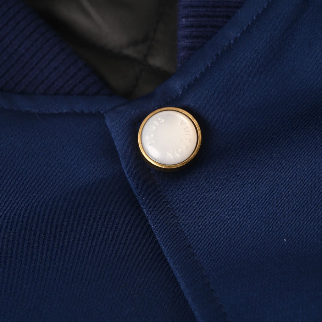 Louis Vuitton Navy White Stripe Horse Embroidery Varsity Jacket