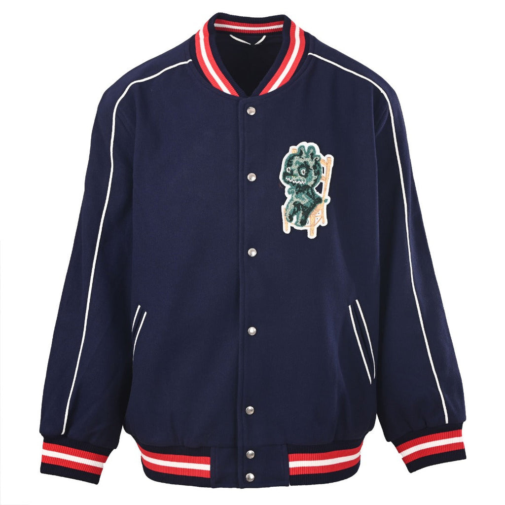 Dior x Otani Workshop Navy Wool Varsity Jacket