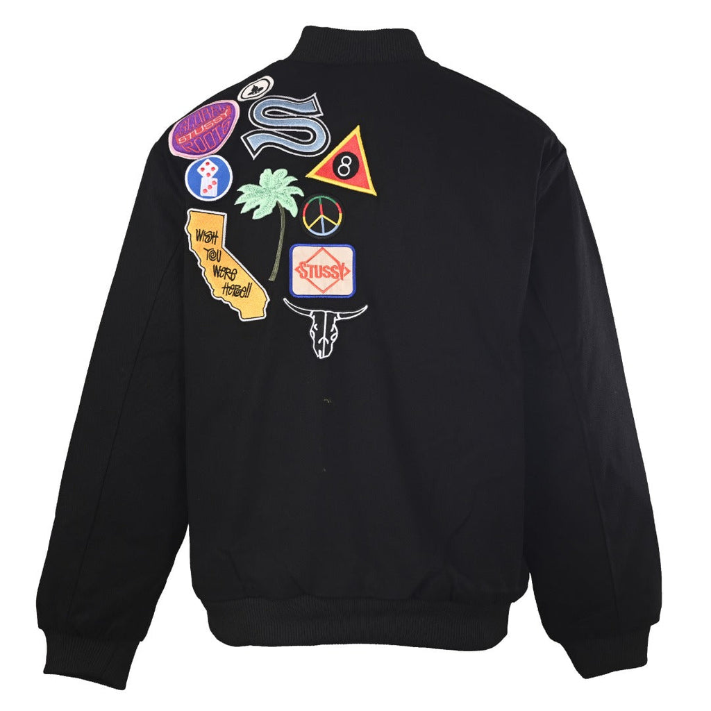 Stussy Multi Patch Black Varsity Bomber Jacket