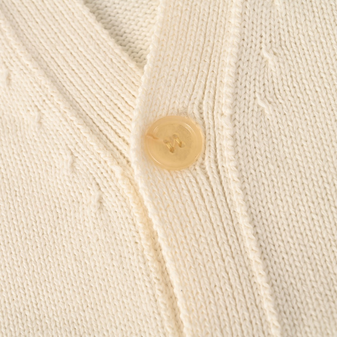 Dior Off White Handwriting Logo V-Neck Knit Cardigan