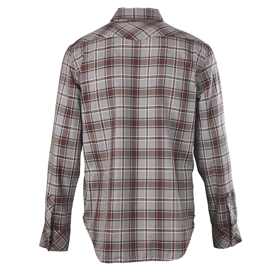 Acne Studios Grey Brown Plaid Western Long Sleeve Shirt