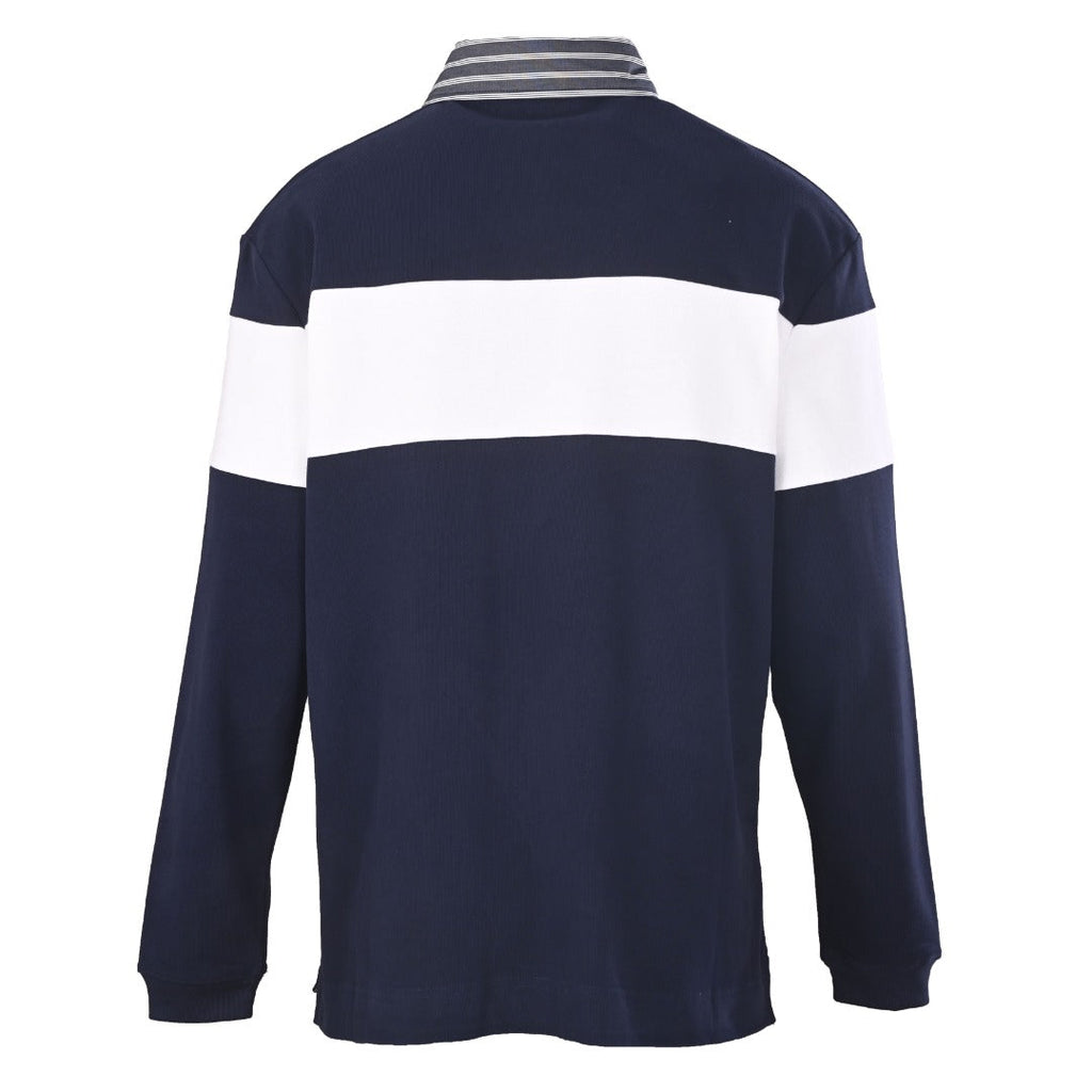 Acne Studios Navy White Stripe Collar Long Sleeve Rugby Polo
