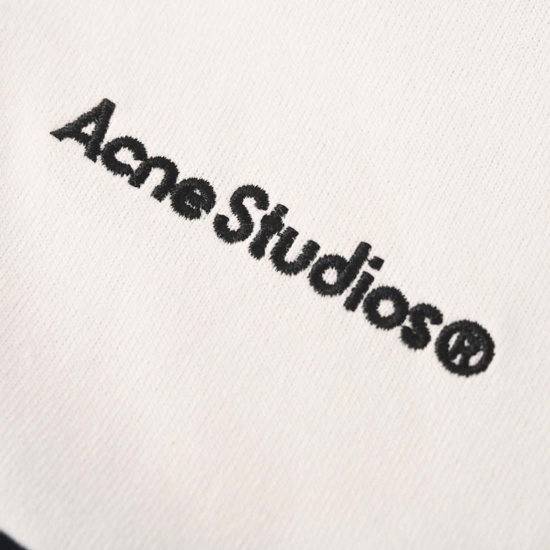 Acne Studios Navy White Stripe Collar Long Sleeve Rugby Polo