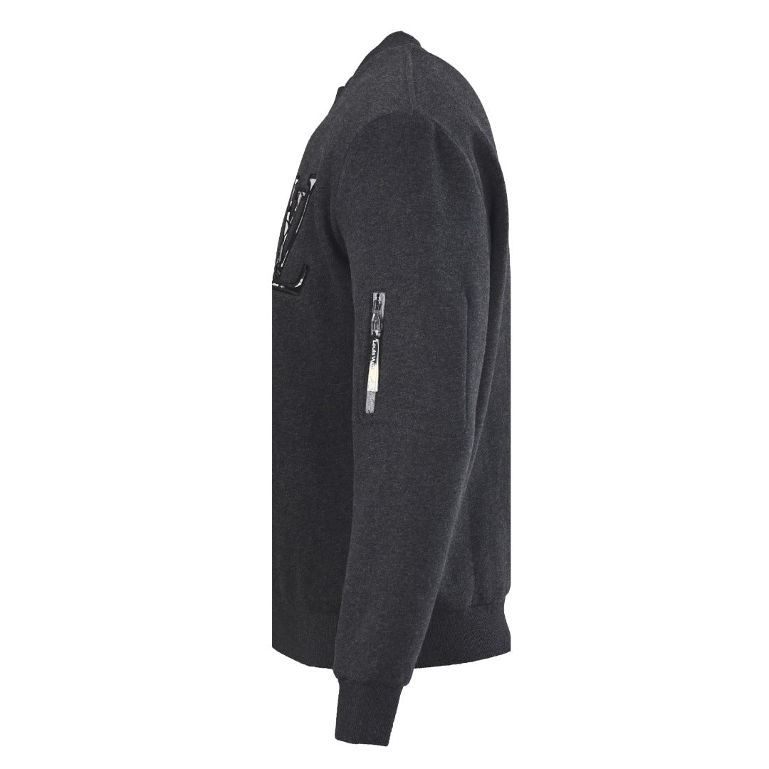 Louis Vuitton Dark Grey LV Embroidered Crew Neck Sweatshirt