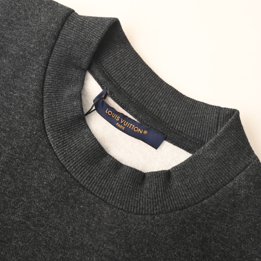 Louis Vuitton Dark Grey LV Embroidered Crew Neck Sweatshirt