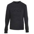 Gucci Dark Grey Ribbed Crew Neck GUCCI Logo Sweater