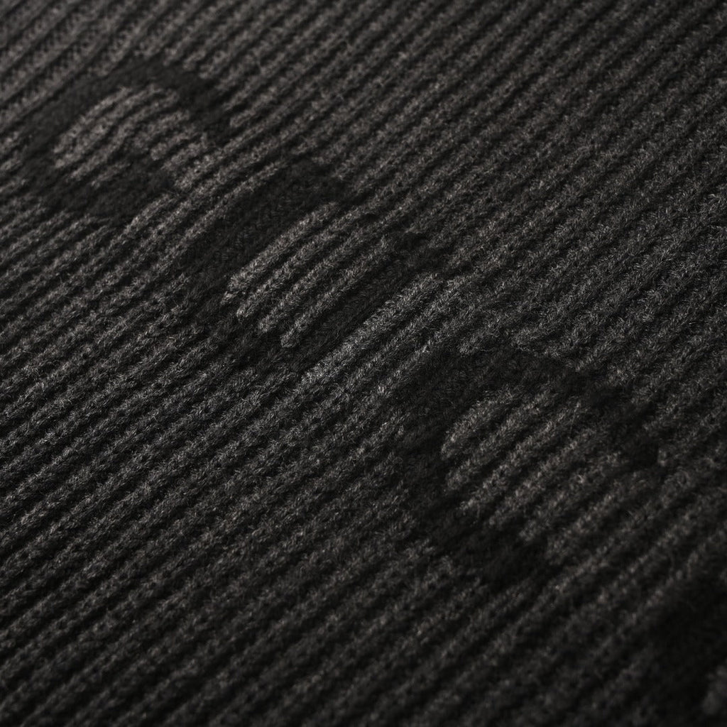 Gucci Dark Grey Ribbed Crew Neck GUCCI Logo Sweater