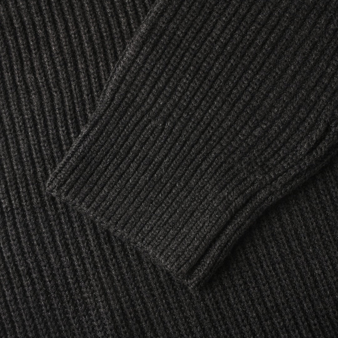 Gucci Dark Grey Ribbed Crew Neck GUCCI Logo Sweater