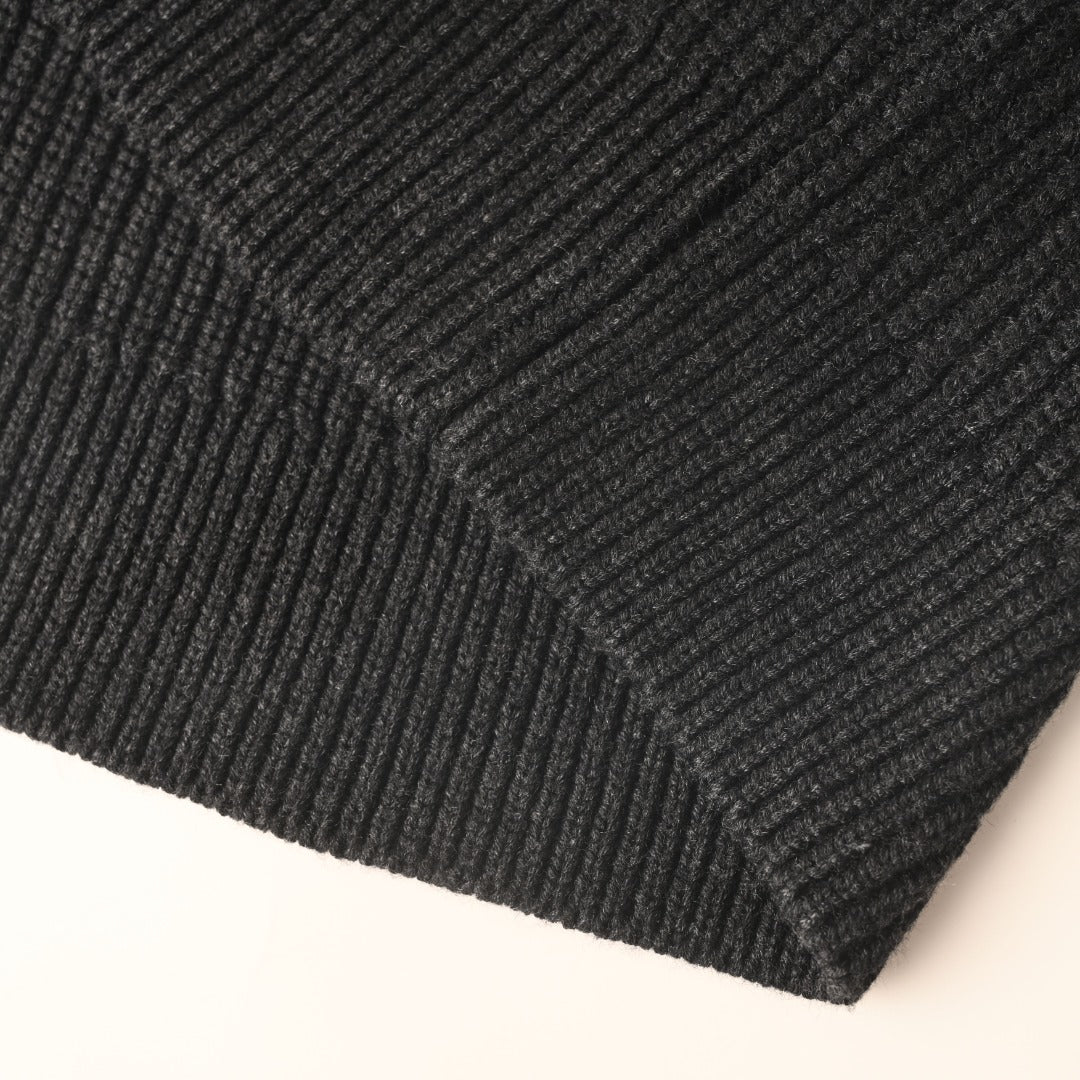 Gucci Dark Grey Ribbed Crew Neck GUCCI Logo Sweater