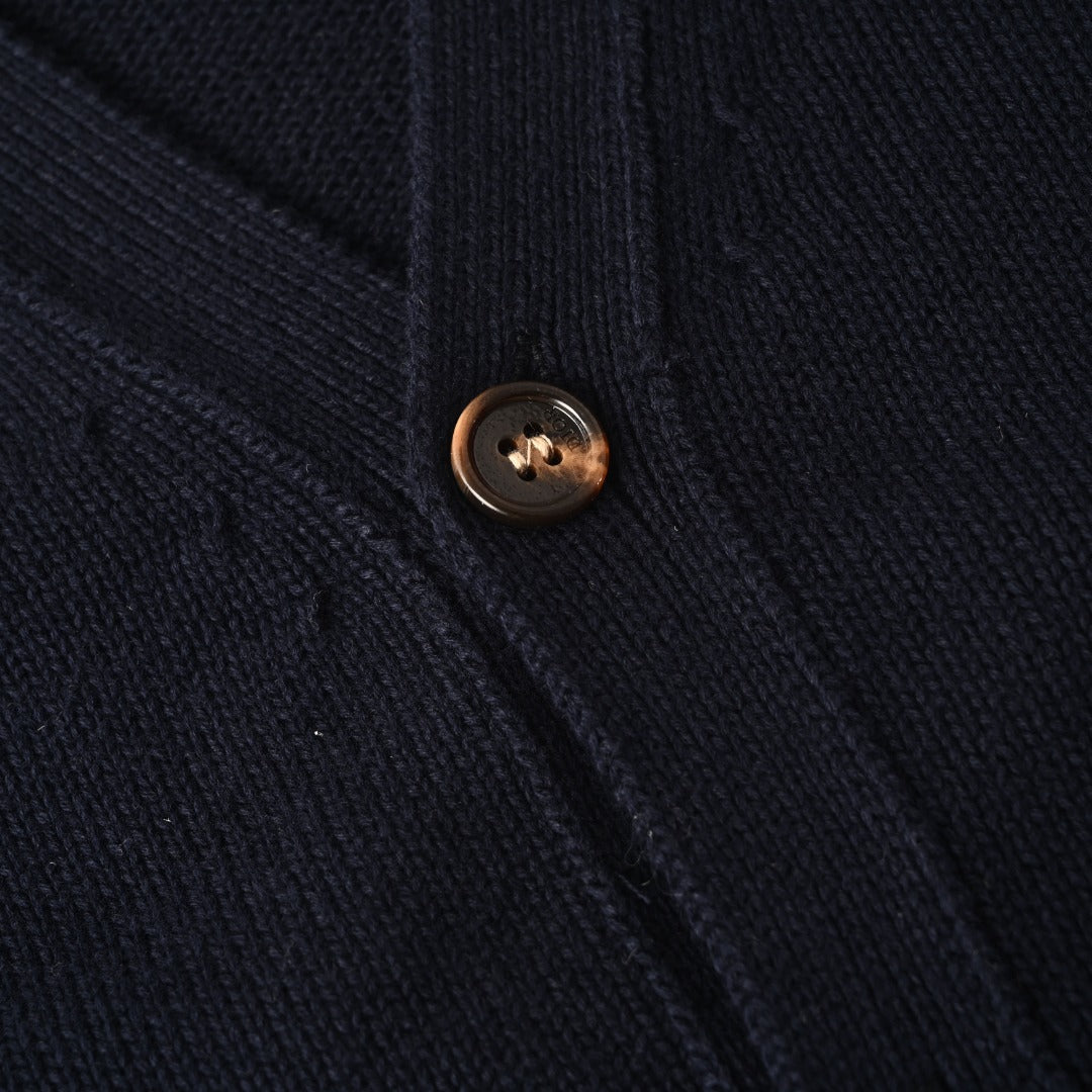 Dior Navy Handwriting Logo V-Neck Knit Cardigan