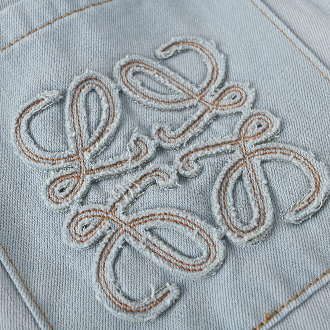 Loewe Paula's Ibiza Light Blue Drawstring Wide Leg Denim Pants