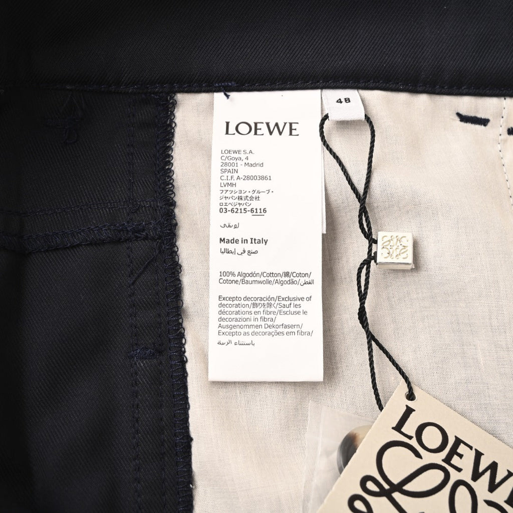 Loewe Navy Wide Leg Carpenter Cotton Trousers