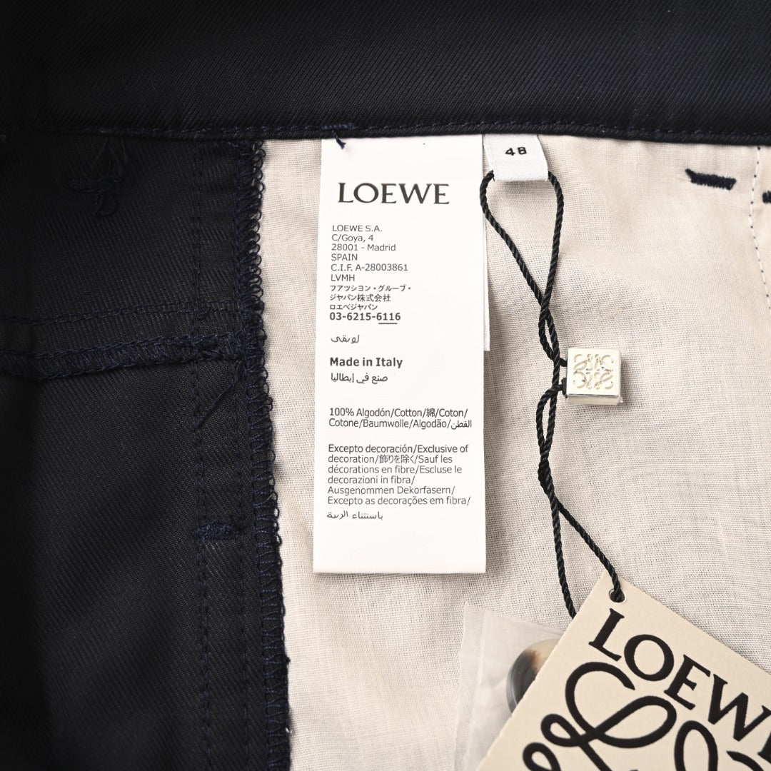 Loewe Navy Wide Leg Carpenter Cotton Trousers